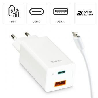 Hama USB-Schnellladegerät Set 65W 200016 