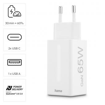 Hama USB-Schnellladegerät 65W ws  201996 