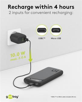 Goobay Powerbank Slimline 10.000 mAh 