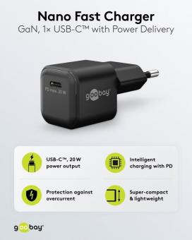 Goobay USB-Schnellladegerät Nano schwarz 