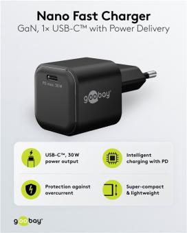 Goobay USB-Schnellladegerät Nano schwarz 