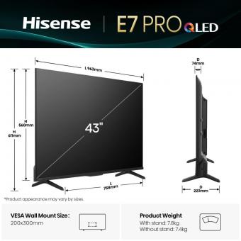 Hisense 43E77Q Pro sw QLED-TV 