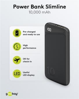 Goobay Powerbank Slimline 10.000 mAh 