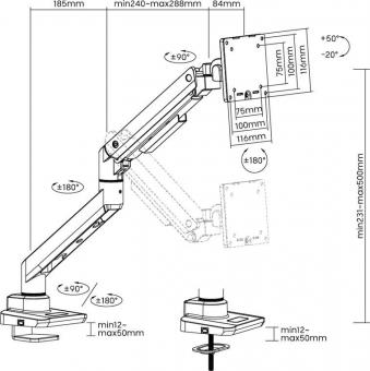Goobay Single-Monitorhalterung Gaming 