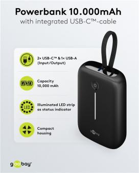 Goobay Powerbank 10000mAh m.integriertem 