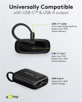 Goobay Powerbank 10000mAh m.integriertem 