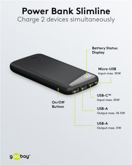 Goobay Powerbank Slimline 10.000 mAh 