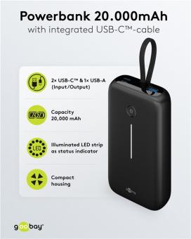 Goobay Powerbank 20000mAh m.integriertem 