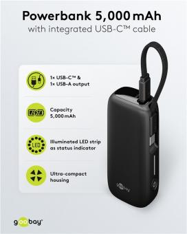 Goobay Powerbank 5000mAh m.integriertem 
