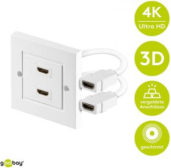 Goobay HDMI-Wanddose 2fach weiß 