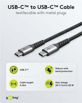 Goobay USB-Kabel 0,15m grau/silber 