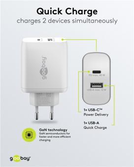 Goobay Dual USB-Schnellladegerät weiß 