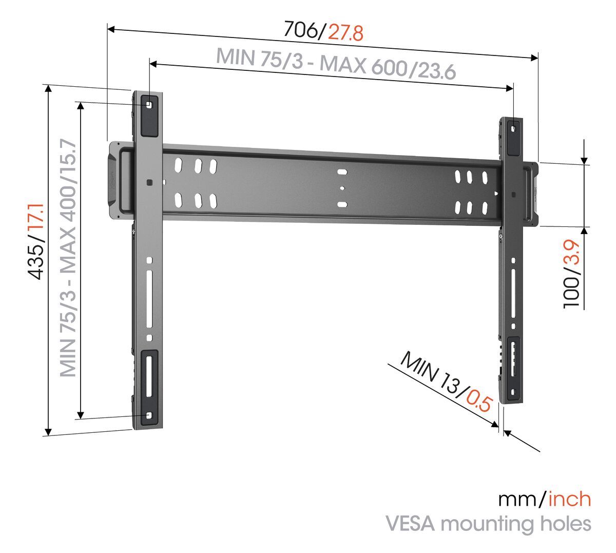 Vogels TVM5705 sw TV-Wandhalter flach 