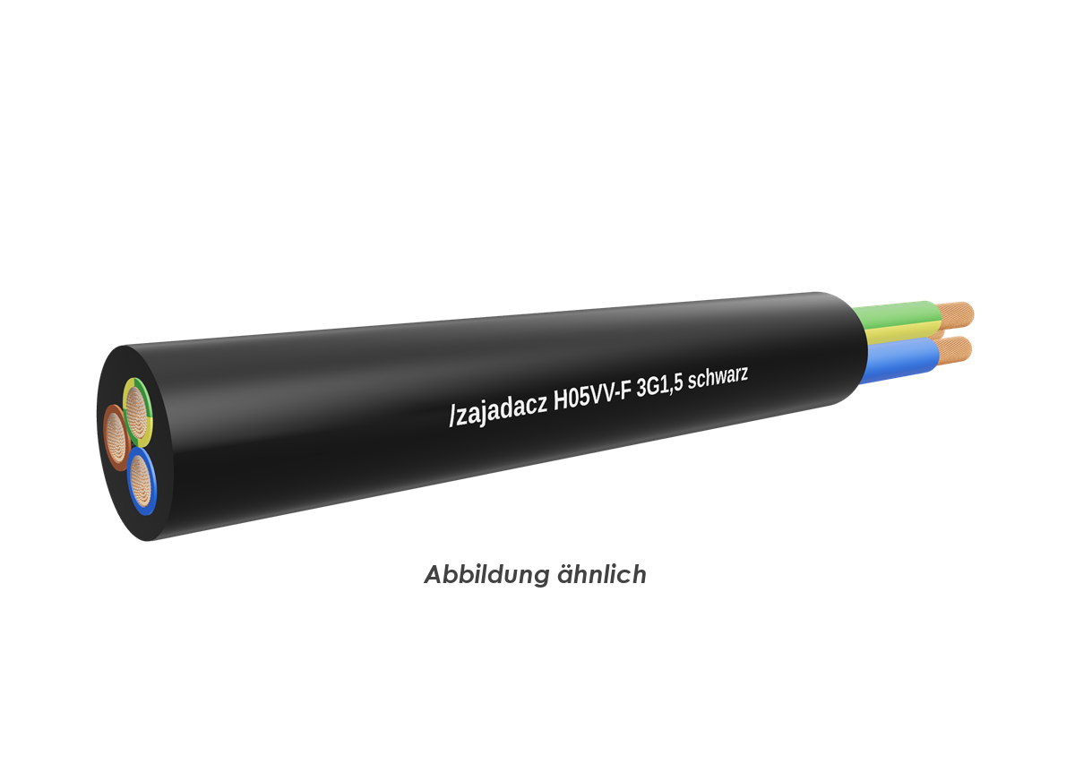 H05VV-F 3G1,5 schwarz Eca   Trommel 500m 