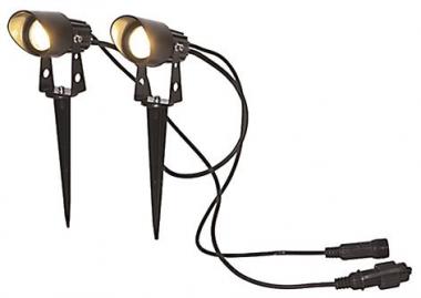 S&H LED Gartenspot schwarz 2er-Set 88191 