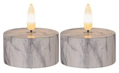 S&H LED-Kerze Marmoroptik 5,5x6cm  88220 