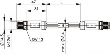TEGA STX M12x1-M12x1 VL X-kod. 100017197 