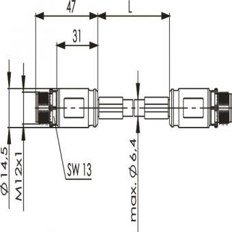 TEGA STX M12x1-M12x1 VL X-kod. 100017197 