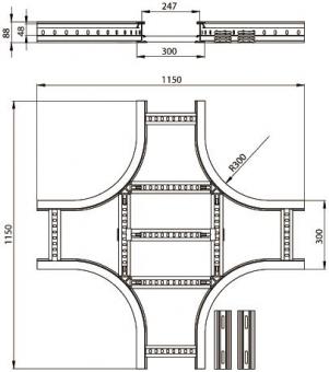Unex Kreuzung 85x300mm R300     67308-04 