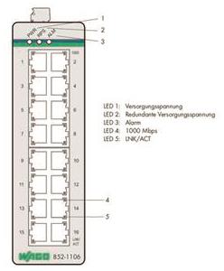 WAGO 852-1106 Industrial-Switch,16 Ports 