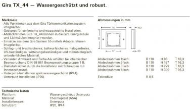 GIRA 021467 Abdeckrahmen 4fach TX_44 