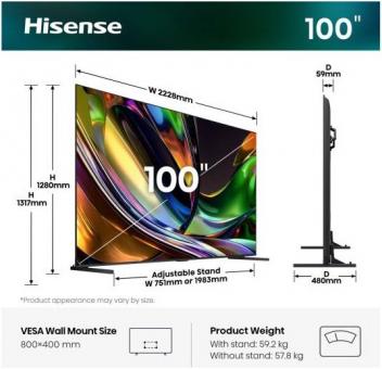 Hisense 100UR8DS sw Mini LED-TV RGB 