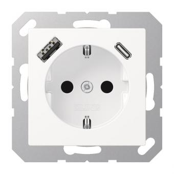 Jung SCHUKOsteckdose m.USB A1520-15CAWWM 