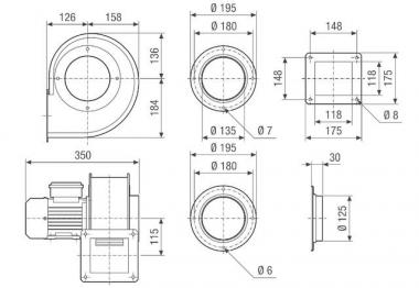 Maico Radialgebläse Metall GRM ES 14/2 D 