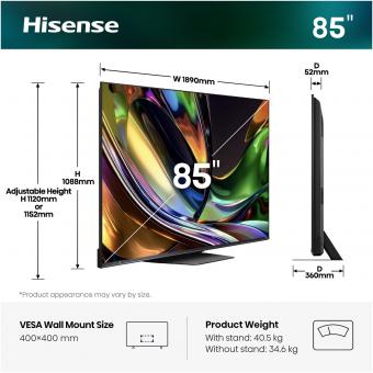 Hisense 85UR8DS sw Mini LED-TV RGB 