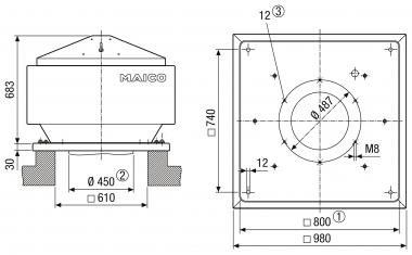 Maico Radial-Dachventilator m. MDR 45 EC 