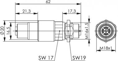 TEGA STX M12x1-M12x1Kupplung J80029A0100 