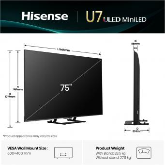 Hisense 75U7Q sw Mini LED-TV ULED 