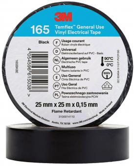3M Temflex 25mmx25m Schwarz      165BK8E 