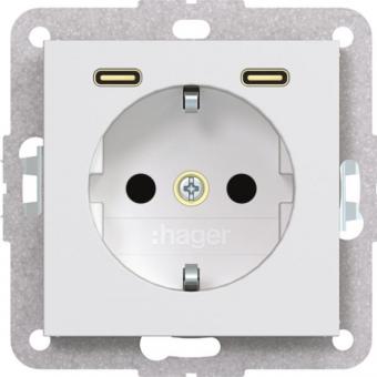 Hager Steckdose SCHUKO m. USB  WAS4055WM 