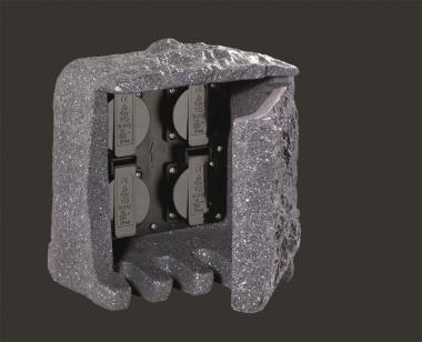 TRIO Steckdosen-Kombi Stein IP44 9962-11 