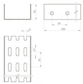 Unex U-Profil gelocht 0,50m        66938 