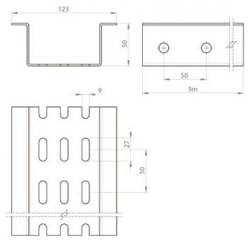 Unex Omega-Profil gelocht 3m       66997 