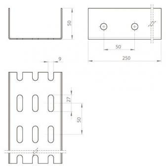Unex U-Profil gelocht 0,25m V2A    66808 