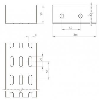 Unex U-Profil gelocht 3m V2A       66898 