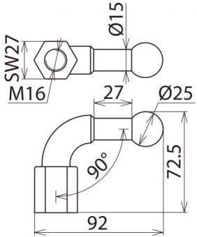 Dehn 757600 KFP 25 W90    KFP 25 W90 M16 