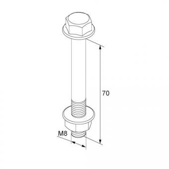 Unex Schraube DIN 6921 mit Muttern M8x70 