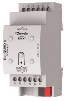 Zennio ZIORQUAD8 RailQUAD KNX Modul 8A/D 