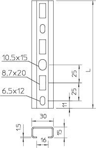 OBO CM3015P0600FT Profilschiene gelocht 