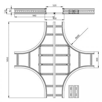 Unex Kreuzung 135x400mm R600    67429-04 