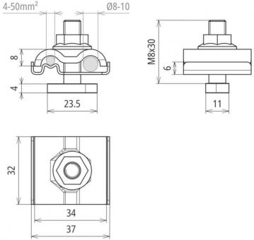 DEHN UNI-Erdungsklemme NIRO f. Rd 540250 