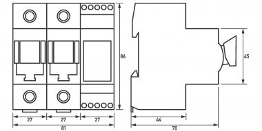 Lasttrenner D0-63A/2p mit Sicherungsüber 