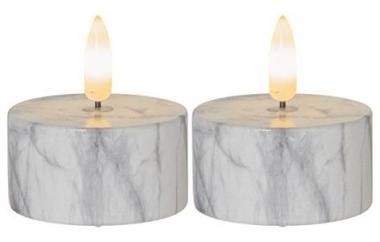 S&H LED-Kerze Marmoroptik 5,5x6cm  88220 