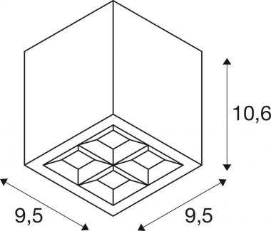 SLV S-CUBE, Deckenaufbauleuchte, 1007461 