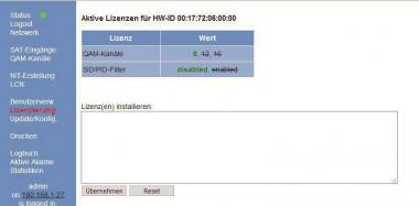 ASTRO QAM BOX Lizenz Service-Filter 