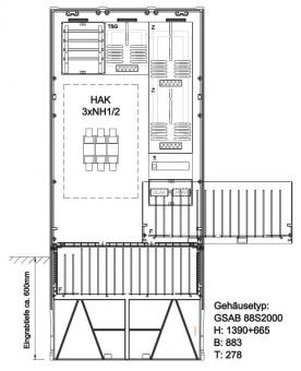 GSAB Zähleranschlußsäule  42.88.1P2-HAK2 